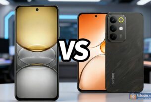 Realme C85 vs Realme C75 lado a lado — comparação de design e tela em 2026