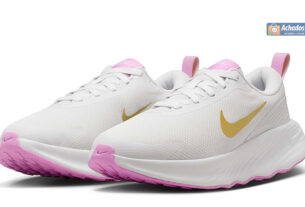 ênis Nike Revolution 7 Feminino em colorway branco e rosa, ideal para academia e corrida em 2026