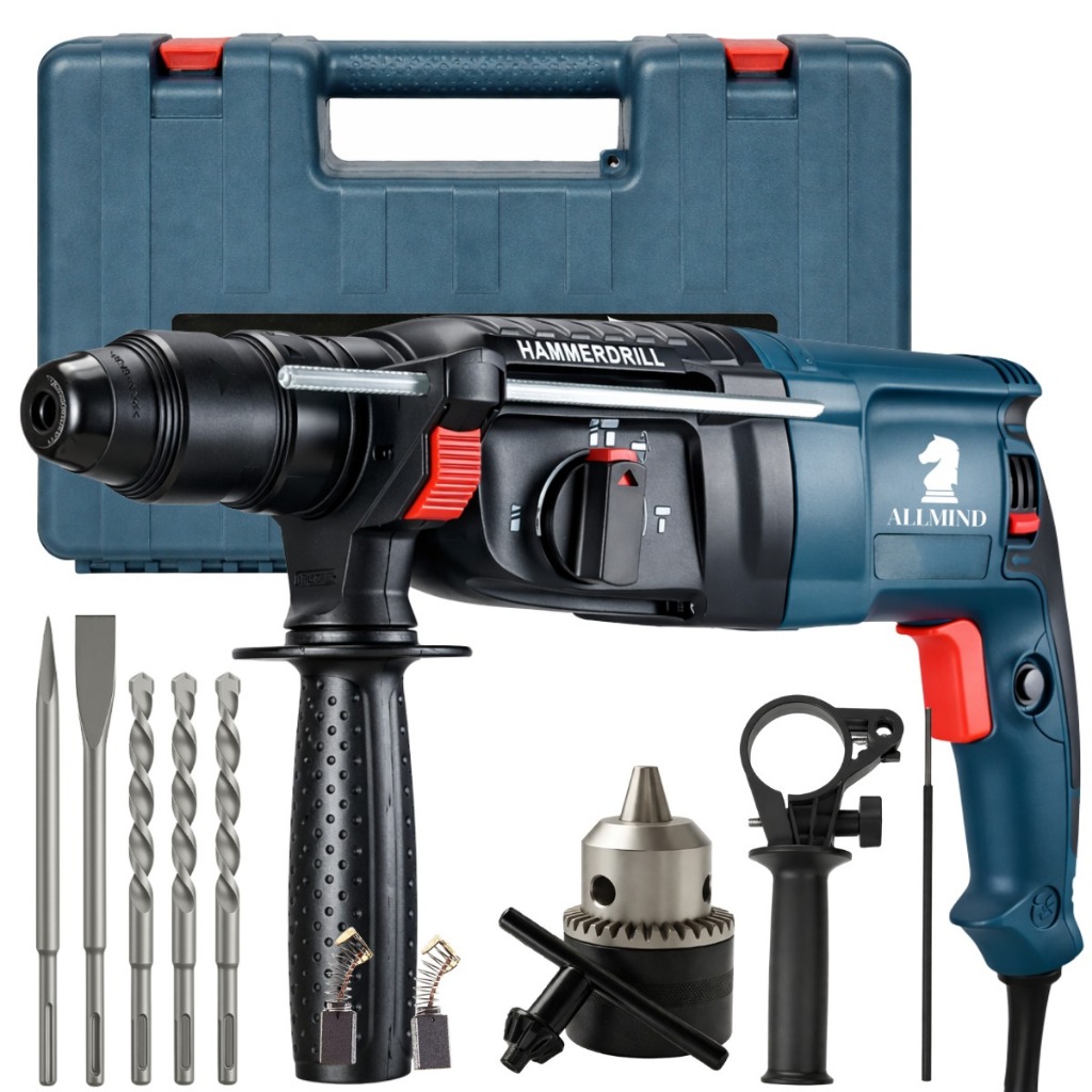 Martelete Rotativo Furadeira Martelo Rompedor de Impacto 1200w 12 peças com maleta