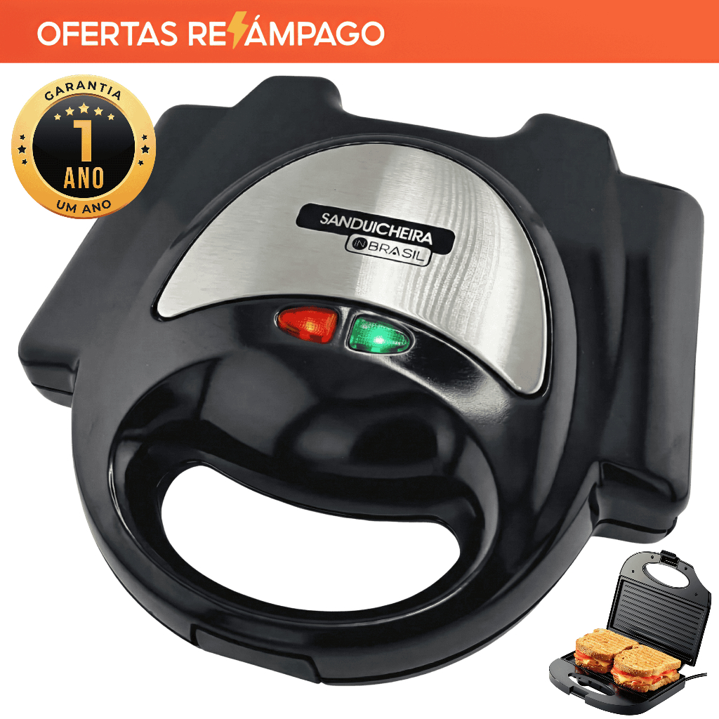 Sanduicheira e Grill Inox antiaderente - 750W - Mod: INBSW02 - In Brasil