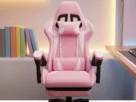 Cadeira Gamer Rosa Python Fly com reclinação de 155 graus e apoio lombar ergonômico