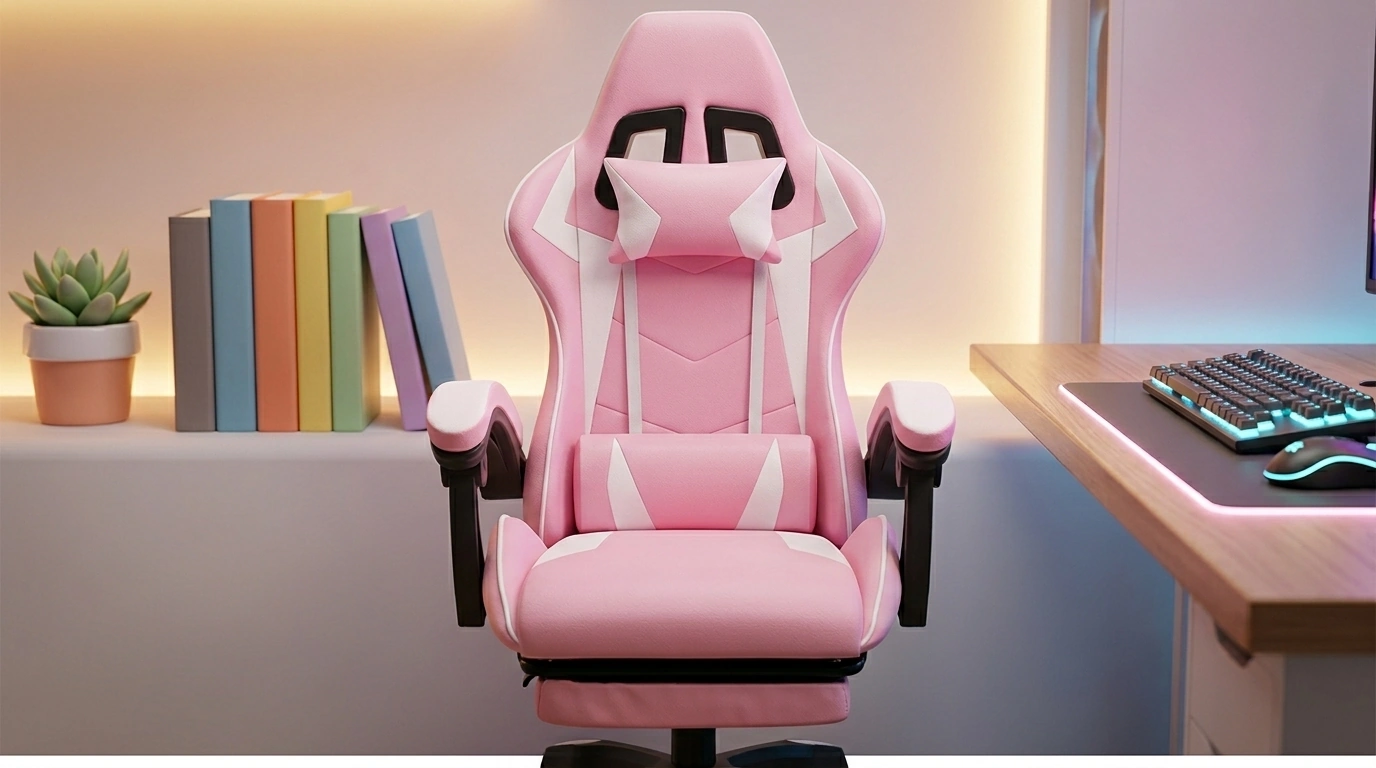 Cadeira Gamer Rosa Python Fly com reclinação de 155 graus e apoio lombar ergonômico