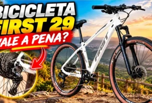 Bicicleta aro 29 First com câmbio Shimano Deore 12v e suspensão com trava