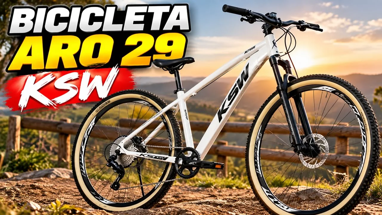 Bicicleta aro 29 KSW 9v com freio hidráulico e quadro de alumínio